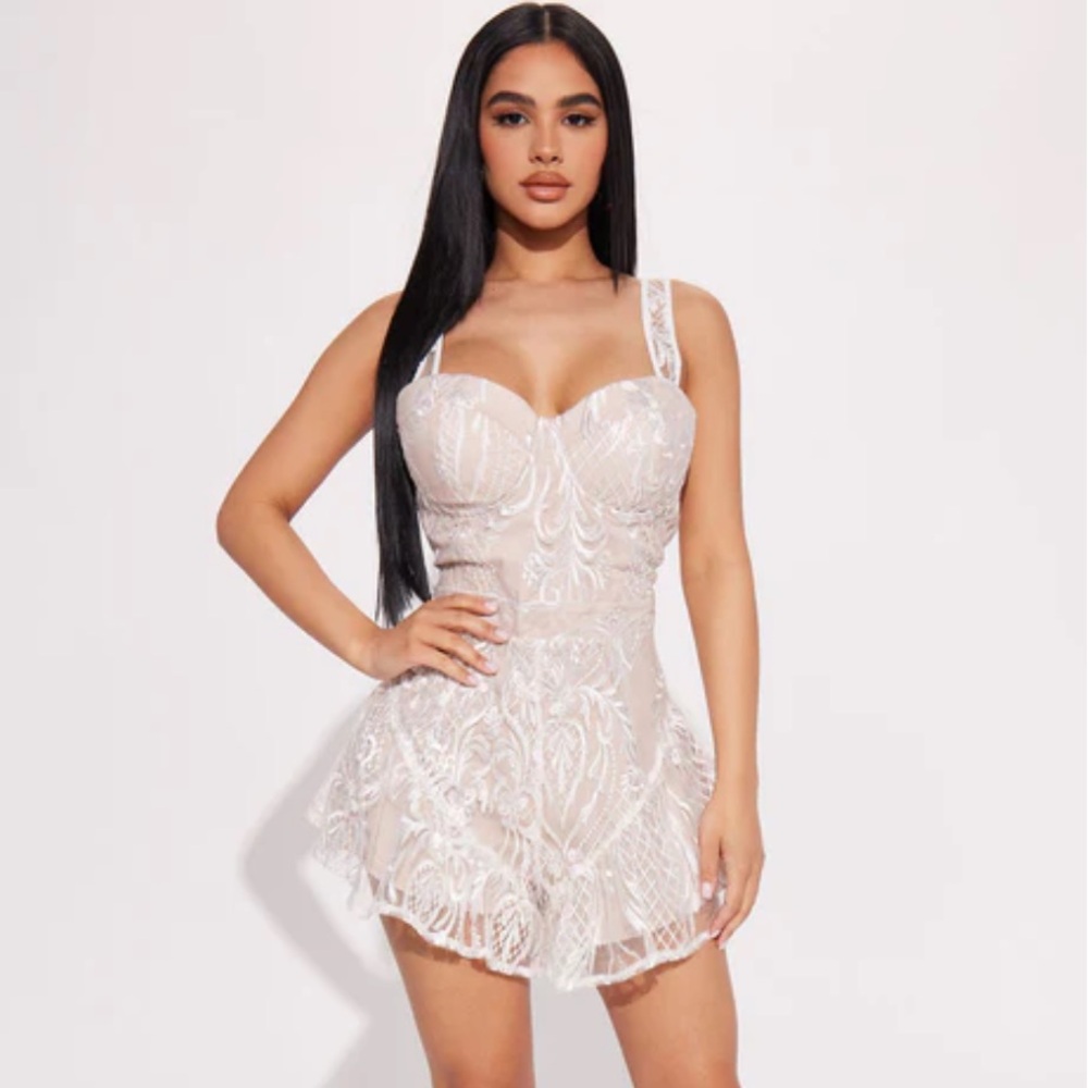 Fashion Nova Perfect Kiss Lace Romper